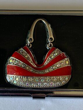SPRING STREET NEW YORK BAG ENAMEL RHINESTONES  BUSINESS CARD CREDIT CARD MONEY